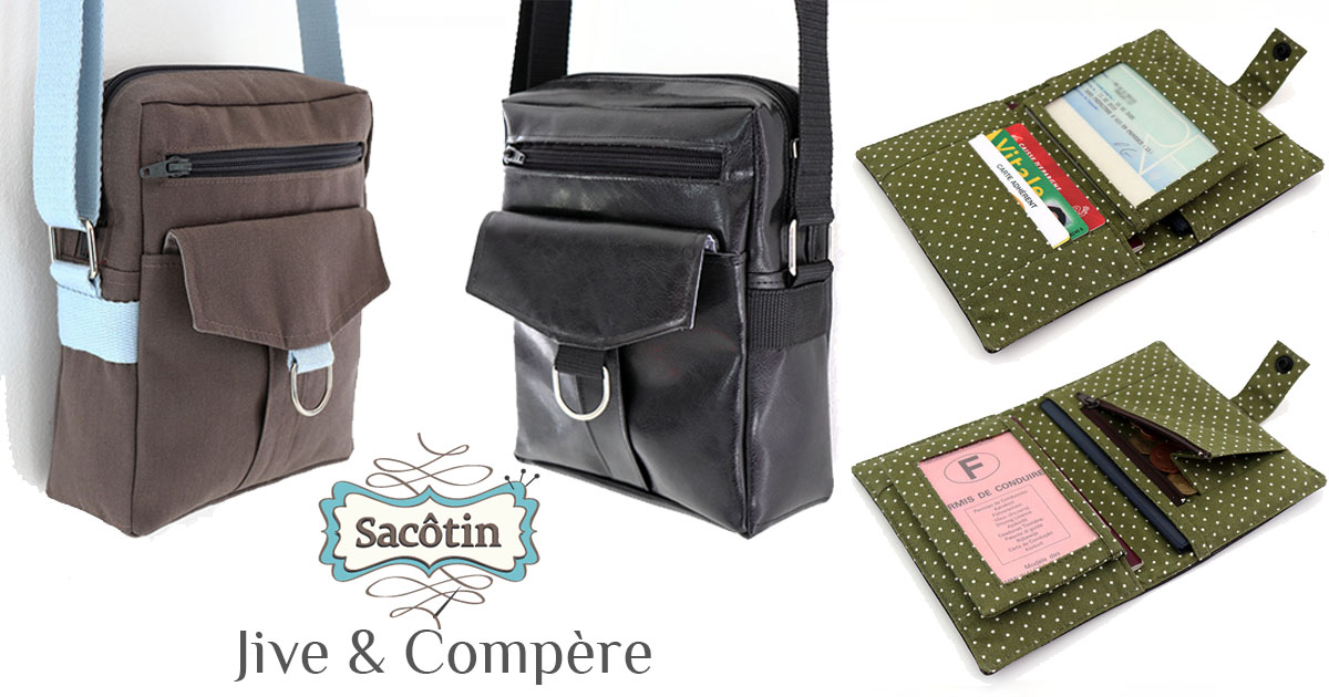 Jive & Compère} crossbody bag for men and unisex wallet patterns - Sacôtin