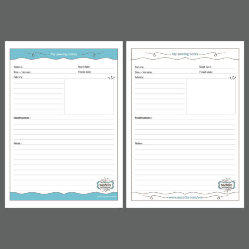 Sacotin - My Sewing notes templates