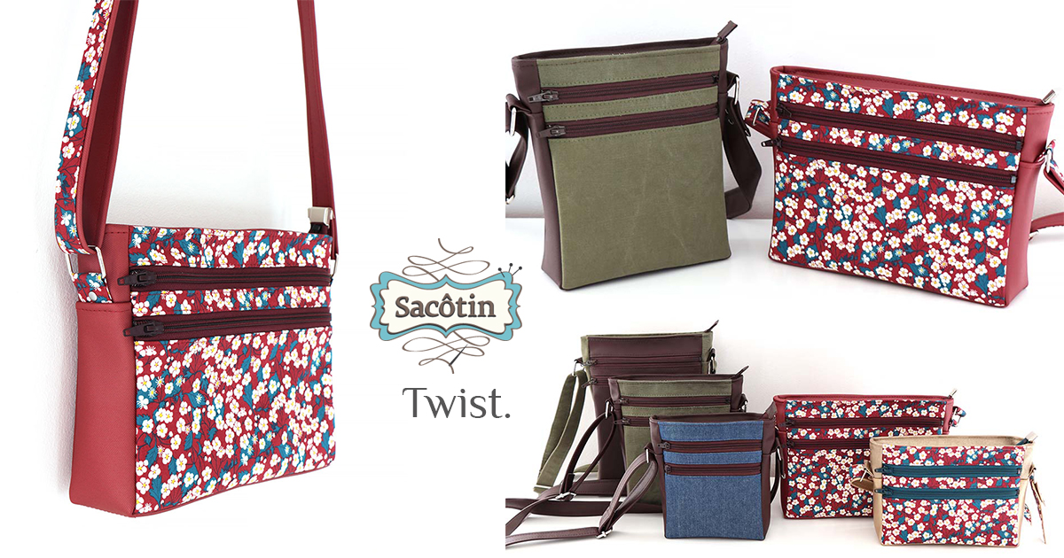 Twist} Crossbody, compact, multipocket bags pattern - Sacôtin